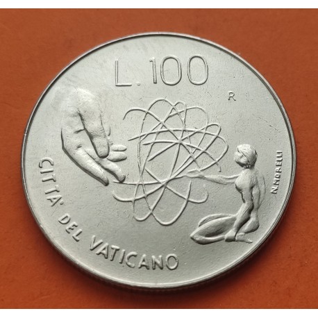 VATICANO 100 LIRAS 1983 JUAN PABLO II MANO CON NIÑO KM.122 MONEDA DE ACERO SC Vatican 100 Lire