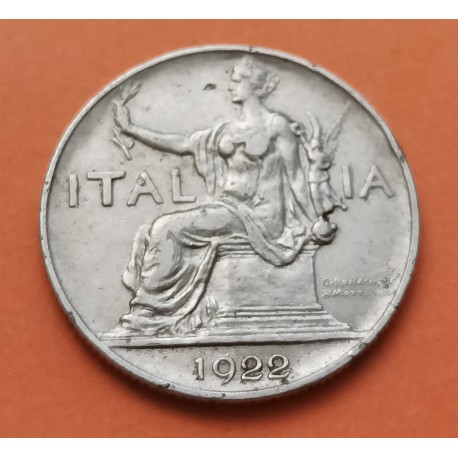 ITALIA 1 LIRA 1922 R DAMA SENTADA Epoca REY VITTORIO EMANUELE III KM.62 MONEDA DE NICKEL MBC- Italy Bvono Da L.1 ITALY R/2