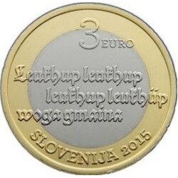 ESLOVENIA 3 EUROS 2015 PRIMER TEXTO ESLOVENO MONEDA BIMETÁLICA CONMEMORATIVA SC Slovenia coin 3€