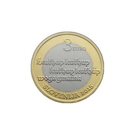 ESLOVENIA 3 EUROS 2015 PRIMER TEXTO ESLOVENO MONEDA BIMETÁLICA CONMEMORATIVA SC Slovenia coin 3€