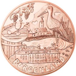 AUSTRIA 10 EUROS 2015 REGION DE BURGENLAND PELICANO y VIÑEDOS MONEDA DE COBRE SC Österreich euro coin