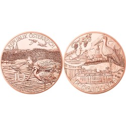 AUSTRIA 10 EUROS 2015 REGION DE BURGENLAND PELICANO y VIÑEDOS MONEDA DE COBRE SC Österreich euro coin