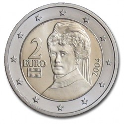 AUSTRIA 2 EUROS 2004 BERTHA VON SUTTNER MONEDA BIMETALICA SIN CIRCULAR Osterreich 2€ coin