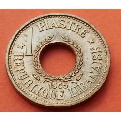 LIBANO 1 PIASTRA 1955 VALOR KM.19 MONEDA DE LATON SC- Lebanon 1 Piastre QIRSH