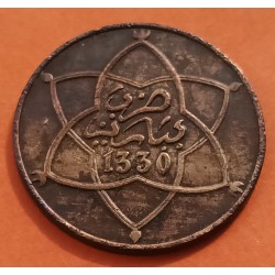 MARRUECOS 5 MAZUNAS 1912 AH 1330 Sultán ABDELAZIZ KM.16.1 MONEDA DE BRONCE MBC Morocco Maroc coin