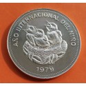 COSTA RICA 100 COLONES 1979 YEAR OF THE CHILD NIDO DE PAJAROS KM.206 MONEDA DE PLATA SC 1.04 ONZAS Oz silver coin