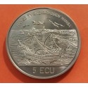 NORUEGA 5 ECU 1995 BERGEN BRYGGE GALEÓN KM.X.14 MONEDA DE NICKEL SC Norway 5 ECUS 1995