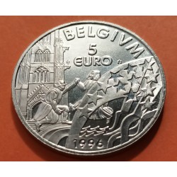 BELGICA 5 EUROS 1996 REY ALBERTO II y CASTILLO MONEDA DE NICKEL SC Belgium 5 Euros 1996