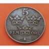 SUECIA 5 ORE 1948 CORONAS REALES KM.812 MONEDA DE HIERRO MBC Sweden