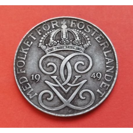 SUECIA 5 ORE 1949 CORONAS KM.812 MONEDA DE HIERRO POST OCUPACION NAZI III REICH WWII Sweden R/3