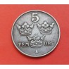 SUECIA 5 ORE 1949 CORONAS KM.812 MONEDA DE HIERRO POST OCUPACION NAZI III REICH WWII Sweden R/3