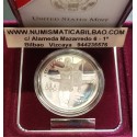 ESTADOS UNIDOS 1 DOLAR 1995 P OLIMPIADA DE ATLANTA GIMNASIA y ANILLAS KM.260 MONEDA DE PLATA PROOF Estuche Gymnastics