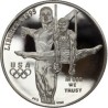 ESTADOS UNIDOS 1 DOLAR 1995 P OLIMPIADA DE ATLANTA GIMANSIA y ANILLAS KM.260 MONEDA DE PLATA PROOF Estuche Gymnastics