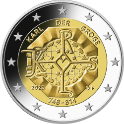 . 1 coin x ALEMANIA 2 EUROS 2023 CARLOMAGNO 1275 ANIVERSARIO DE SU NACIMIENTO @CECA AL AZAR@ MONEDA CONMEMORATIVA SC Germany 2€