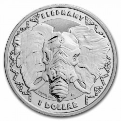 . 1 acoin SIERRA LEONA 1 DOLAR 2023 ELEFANTE AFRICANO Serie The Big Five 2ª MONEDA DE PLATA PURA cápsula ONZA OZ LEONE