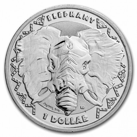 . 1 acoin SIERRA LEONA 1 DOLAR 2023 ELEFANTE AFRICANO Serie The Big Five 2ª MONEDA DE PLATA PURA cápsula ONZA OZ LEONE