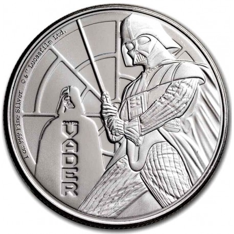 . 1 aaaaacoin NIUE 2 DOLARES 2022 DARTH VADER CON ESPADA STAR WARS MONEDA DE PLATA SC cápsula ONZA OZ