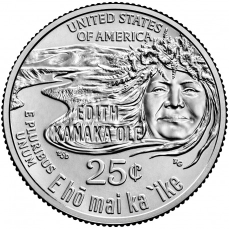 . 1 acoin x ESTADOS UNIDOS 25 CENTAVOS 2023 D EDITH KANAKA ARTISTA Serie AMERICAN WOMEN QUARTER 7ª / 20º MONEDA DE NICKEL SC