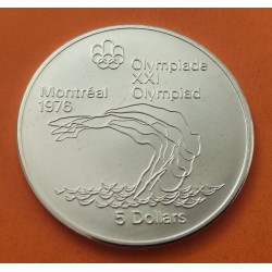 . CANADA 5 DOLARES 1973 OLIMPIADA MONTREAL BARCOS PLATA SC