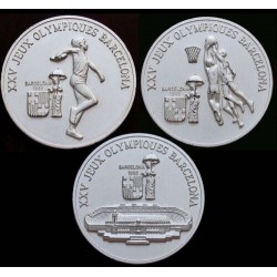 . 3 monedas x GUINEA 100 FRANCOS + 200 FRANCOS + 300 FRANCOS 1988 OLIMPIADAS PLATA SC GUINEE silver coins