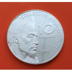 1,29 ONZAS x GUYANA 10 DOLARES 1976 CUFFY 10 AÑOS DE INDEPENDENCIA KM.44A MONEDA DE PLATA PROOF Caribe silver coin