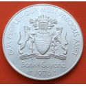 1,29 ONZAS x GUYANA 10 DOLARES 1976 CUFFY 10 AÑOS DE INDEPENDENCIA KM.44A MONEDA DE PLATA PROOF Caribe silver coin