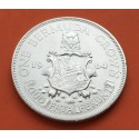BERMUDA 1 CORONA 1964 LEON y ESCUDO ISABEL II KM.14 CARIBE MONEDA DE PLATA EBC silver dollar