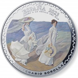 . 1 acoin @ENVIO HOY@ ESPAÑA 50 EUROS 2023 JOAQUÍN SOROLLA PASEO A LA ORILLA DEL MAR MONEDA PLATA FNMT Cincuentín 5 Onzas