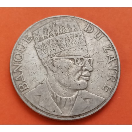 ZAIRE 20 MAKUTAS 1973 DICTADOR MOBUTU SESE SEKU y ANTORCHA KM.8 MONEDA DE NICKEL MUY CIRCULADA Africa