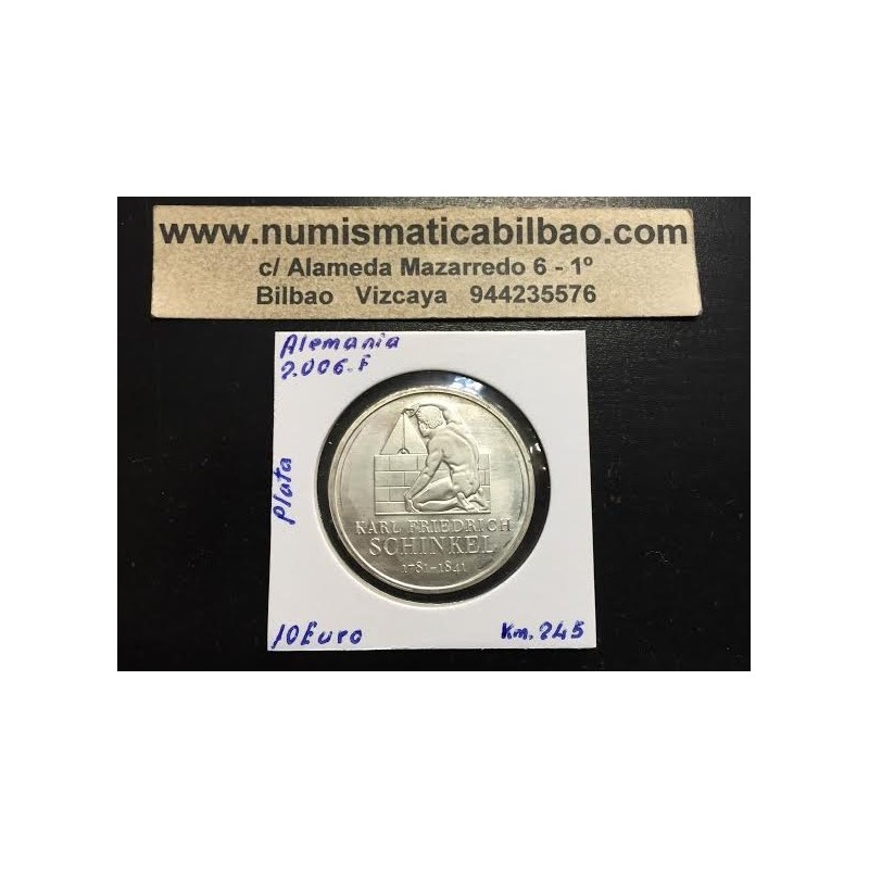 ALEMANIA 10 EUROS 2006 F ARQUITECTO FRIEDRICH SCHINKEL KM.245 MONEDA DE PLATA SC