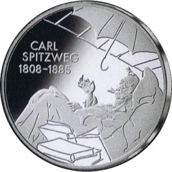 ALEMANIA 10 EUROS 2008 Ceca D PLATA CARL SPITZWEG SC SILVER