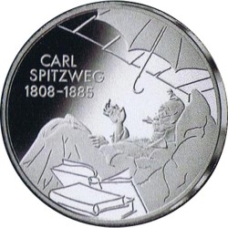 ALEMANIA 10 EUROS 2008 D CARL SPITZWEG MONEDA DE PLATA SC Germany silver CONMEMORATIVA