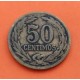 PARAGUAY 50 CENTIMOS 1944 LEON y JUSTICIA KM.24 MONEDA DE LATON MUY CIRCULADA WWII