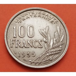 FRANCIA 100 FRANCOS 1955 COCHET DAMA y VALOR KM.919 MONEDA DE NICKEL MBC+ France 100 Francs