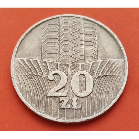 POLONIA 20 ZLOTY 1974 MW RASCACIELOS y CASCADA KM 67 MONEDA DE NICKEL MBC Poland 20 Zlotych