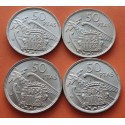 4 monedas x ESPAÑA 50 PESETAS 1957 * 58 + 59 + 60 + 67 FRANCO ESTADO ESPAÑOL KM.788 NICKEL SIN CIRCULAR DE CARTUCHO
