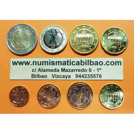 ALEMANIA MONEDAS EURO 2009 Letra J SC 1+2+5+10+20+50 Centimos + 1 EURO + 2 EUROS 2009 J EMU Serie Tira GERMANY coins ALGOR