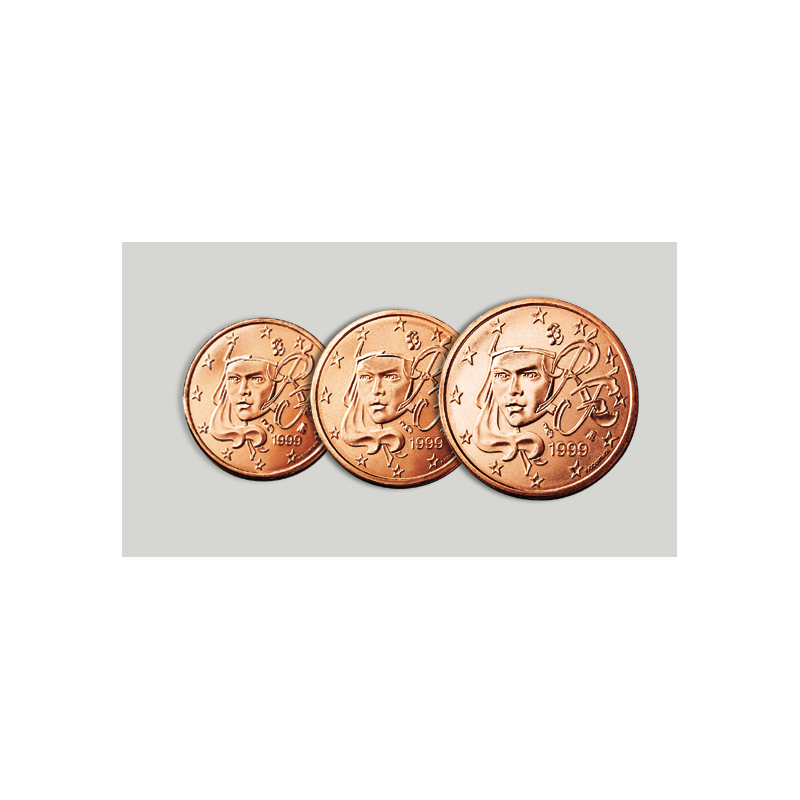 FRANCIA 1+2+5 CENTIMOS 2009 BUSTO DE MUJER 3 MONEDAS DE COBRE SC France Euro Euros Cents