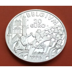 BELGICA 20 EURO 1996 REY ALBERTO II y CASTILLO MONEDA DE PLATA PROOF Belgium 20 Euros 1996