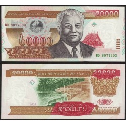 LAOS 20000 KIP 2002 TEMPLO y PRESIDENTE Pick 36A BILLETE SC Lao Republic UNC BANKNOTE