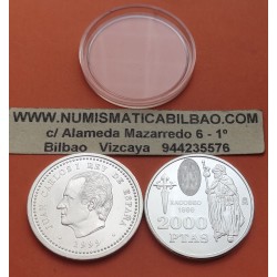 ESPAÑA 2000 PESETAS 1999 APOSTOL SANTIAGO AÑO SANTO XACOBEO KM.925 MONEDA DE PLATA SC @NO BOLSA ORIGINAL@