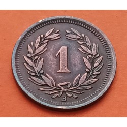 SUIZA 1 RAPPEN 1908 B ESCUDO y CRUZ KM.18 MONEDA DE BRONCE MBC- Switzerland