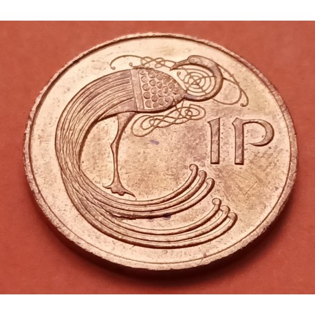 IRLANDA 1 PENIQUE 1988 ARPA y AVE KM.20A MONEDA DE ACERO y COBRE EBC Ireland Eire 1 Penny