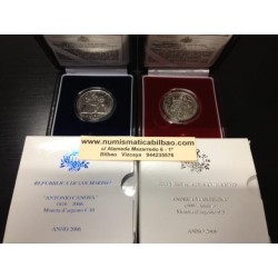 SAN MARINO 5 EURO + 10 EUROS 2006 ANDREA MANTEGNA & ANTONIO CANOVA MONEDAS DE PLATA EN ESTUCHE SILVER PROOF SET