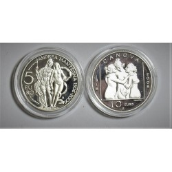 SAN MARINO 5 EURO + 10 EUROS 2006 ANDREA MANTEGNA & ANTONIO CANOVA MONEDAS DE PLATA EN ESTUCHE SILVER PROOF SET
