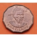SWAZILANDIA 1 CENTIMO 1974 CEREALES y REY MSWATI III KM.7 MONEDA DE BRONCE EBC- Africa