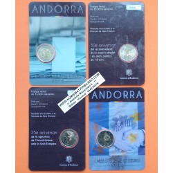 2 monedas @ESTUCHES IMPERFECTOS@ x ANDORRA 2 EUROS 2015 MAYORIA DE EDAD + ACUERDO ADUANERO SC @RARAS@