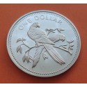 BELIZE 1 DOLAR 1974 AVE DEL CARIBE GUACAMAYO ROJO KM.43 MONEDA DE NICKEL PROOF
