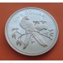 BELIZE 1 DOLAR 1974 AVE DEL CARIBE GUACAMAYO ROJO KM.43 MONEDA DE NICKEL PROOF