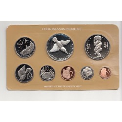 1977 COOK ESTUCHE OFICIAL 8 coins SILVER PROOF MINT SET incluye 5 DOLARES 1977 PLATA Cook Islands